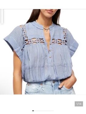 Free People Boho periwinkle blue crop top